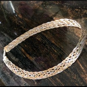 Braided silver herringbone necklace